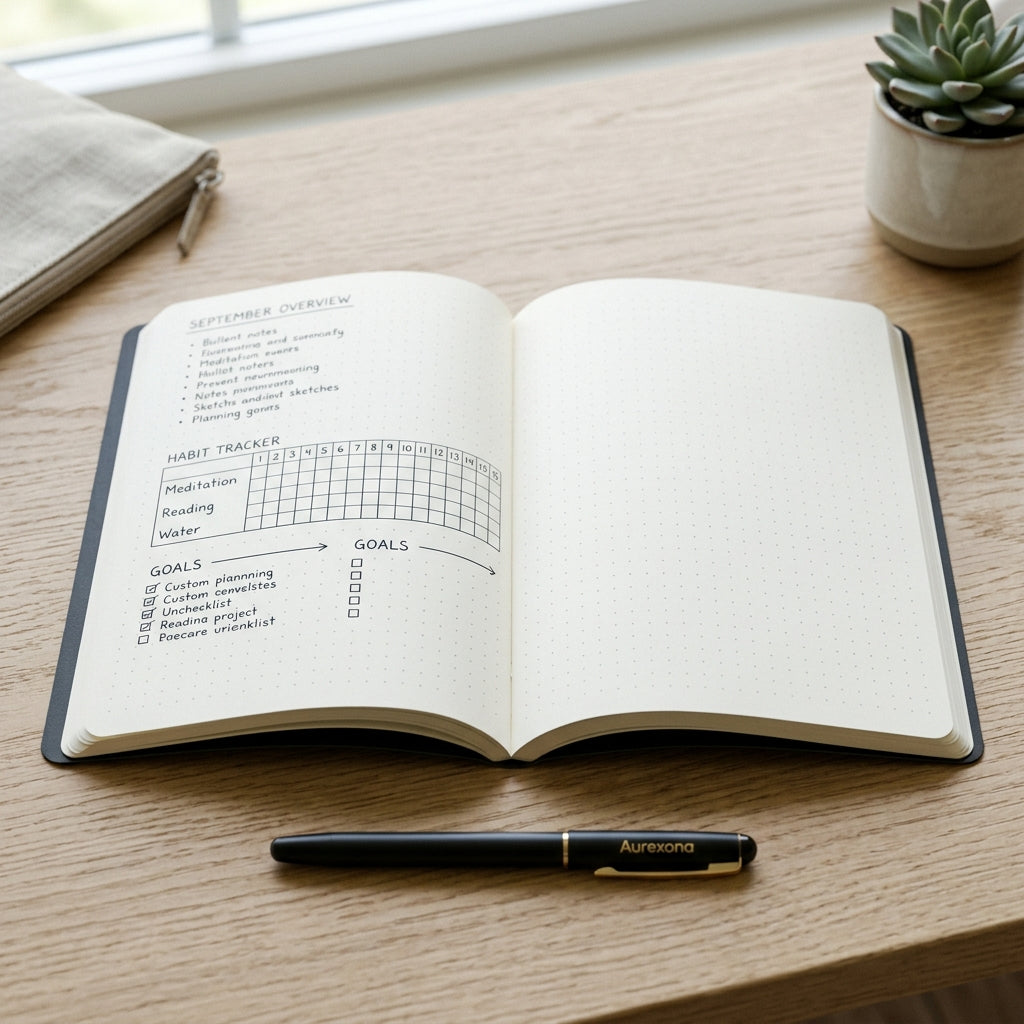 BAVNELORA™ Dot Grid Softcover Journal - Minimal Bullet Journal Notebook, Flexible Creative Planner for Notes, Lists, Trackers & Sketches
