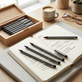 𝑩𝑨𝑽𝑵𝑬𝑳𝑶𝑹𝑨™ Precision Gel Pen Set - Fine Point Black Ink Pens, Smooth Writing Office Pens, Minimal Metal-Look Desk Pen Collection