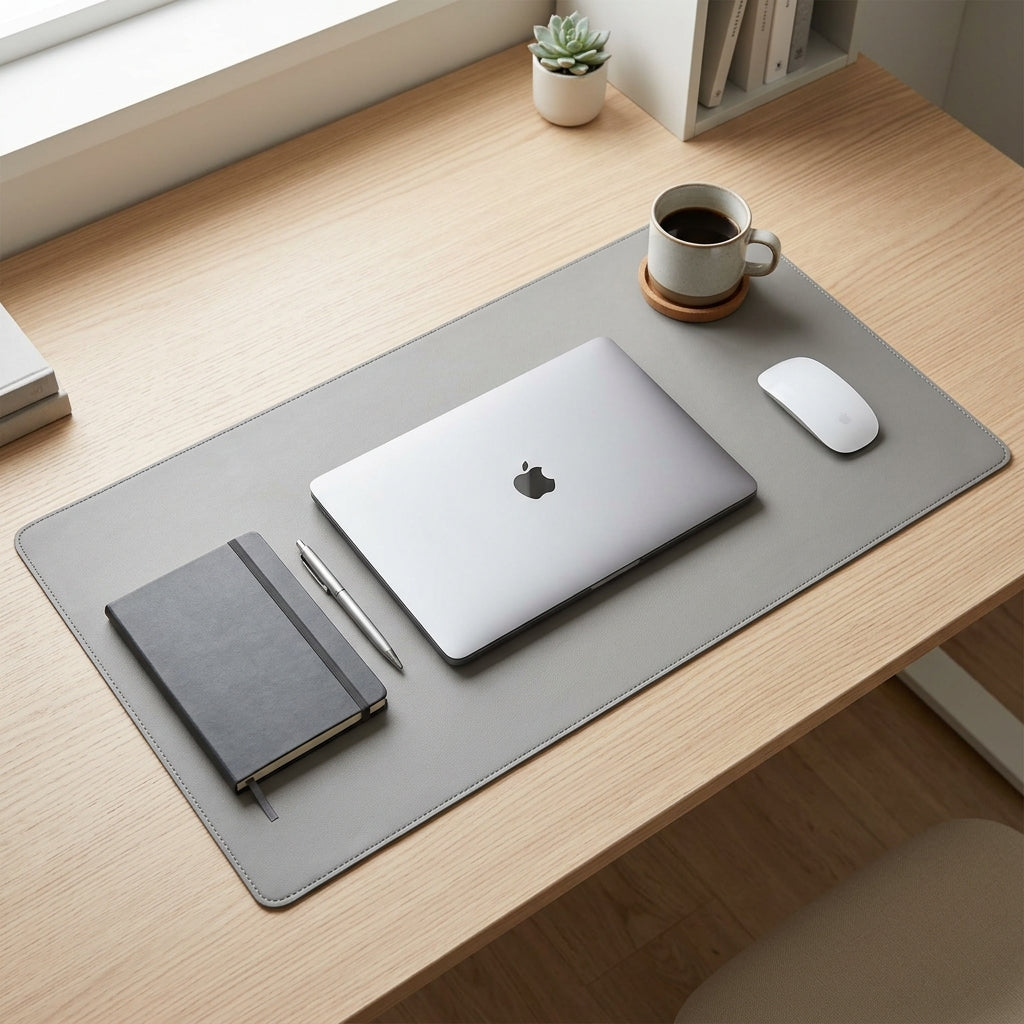 BAVNELORA™ Foldable Desk Writing Mat - Minimal Vegan Leather Desk Pad, Laptop Surface Protector & Large Writing Mouse Pad